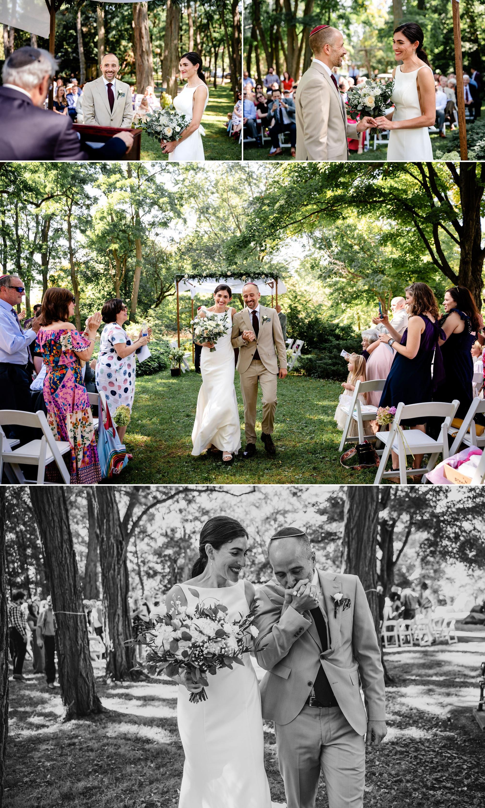 photographs from an outdoor wedding ceremony at rockcliffe park in ottawa