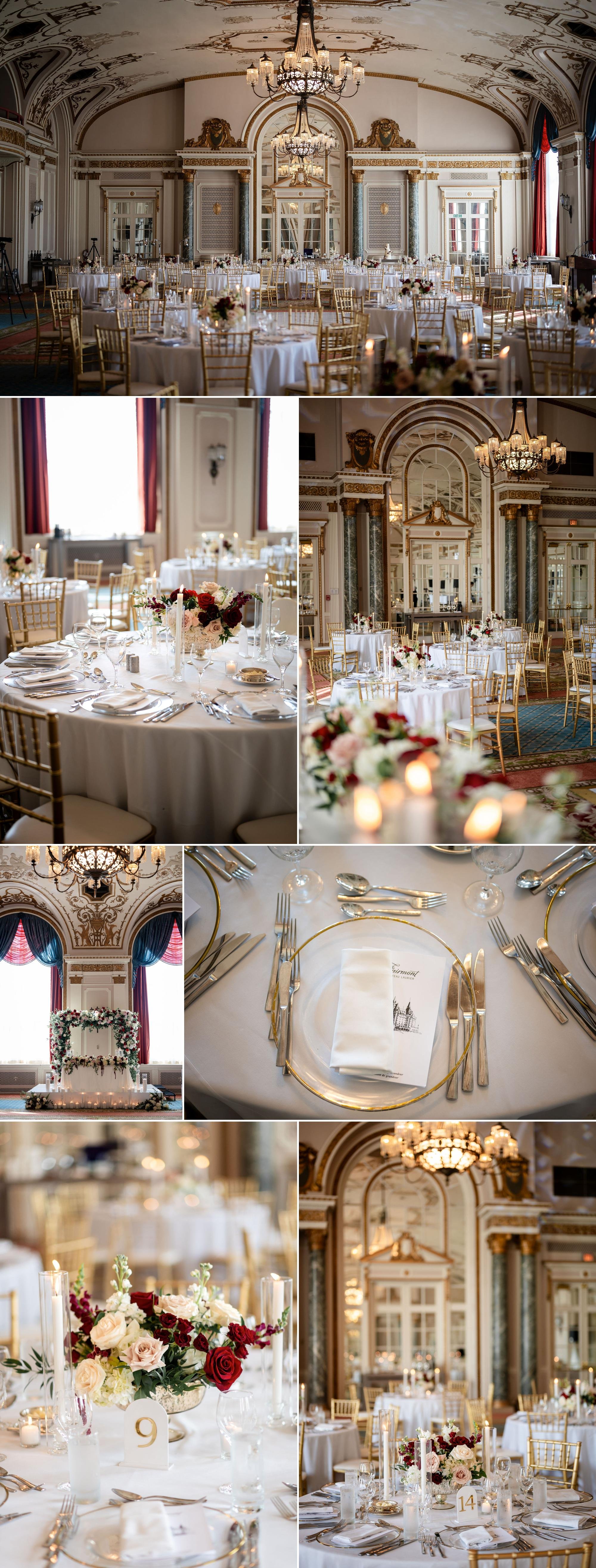 detail photographs from a chateau Laurier wedding in the ballroom