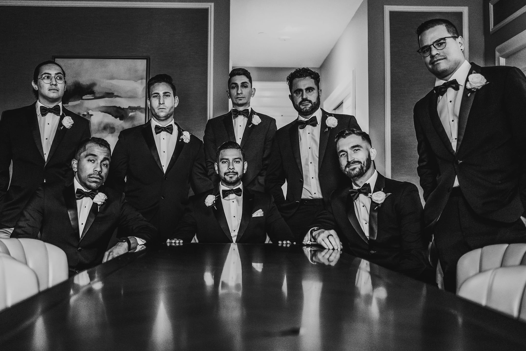 wedding party photograph of groomsmen at the chateau Laurier in ottawa