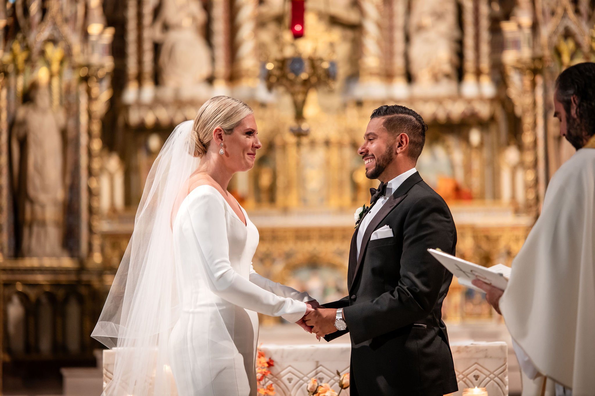 photograph from a wedding ceremony in ottawa's Notre dame basilica 