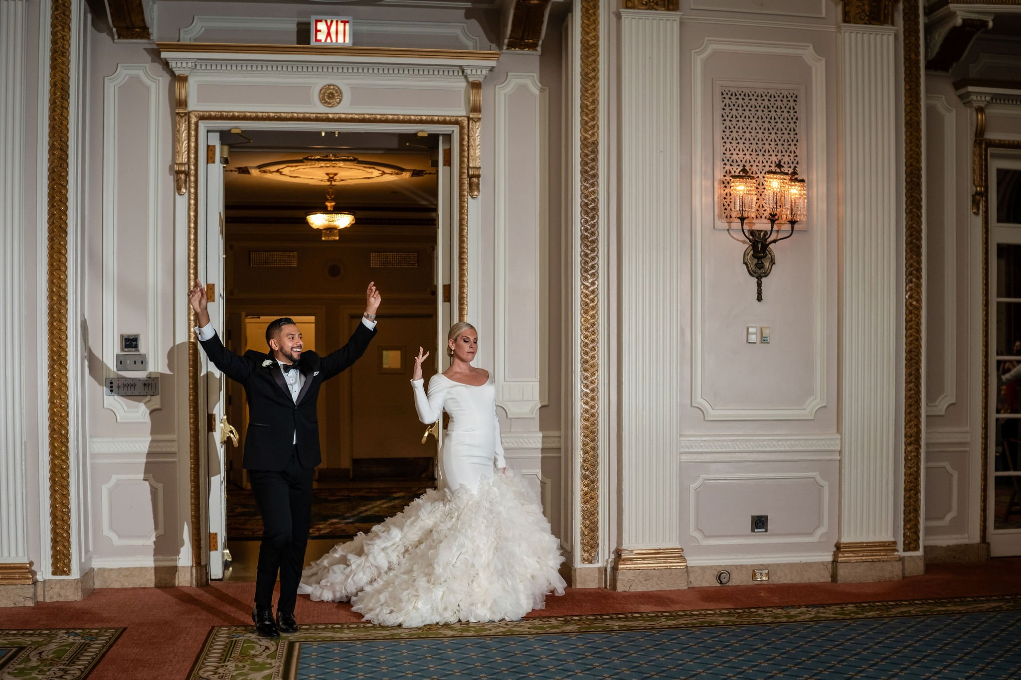 grand entrance at a ball room wedding at the chateau Laurier