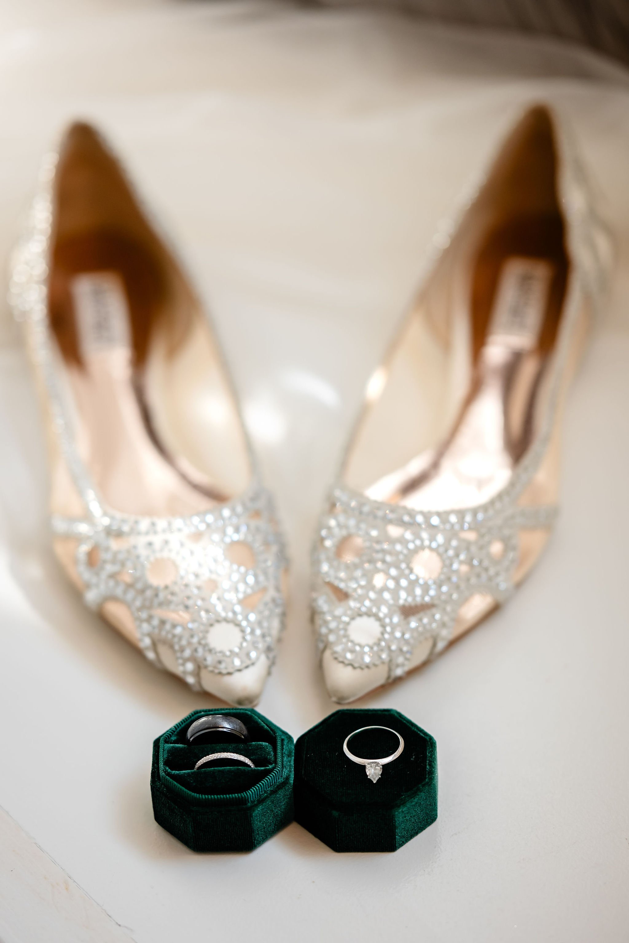 wedding details - shoes and wedding rings