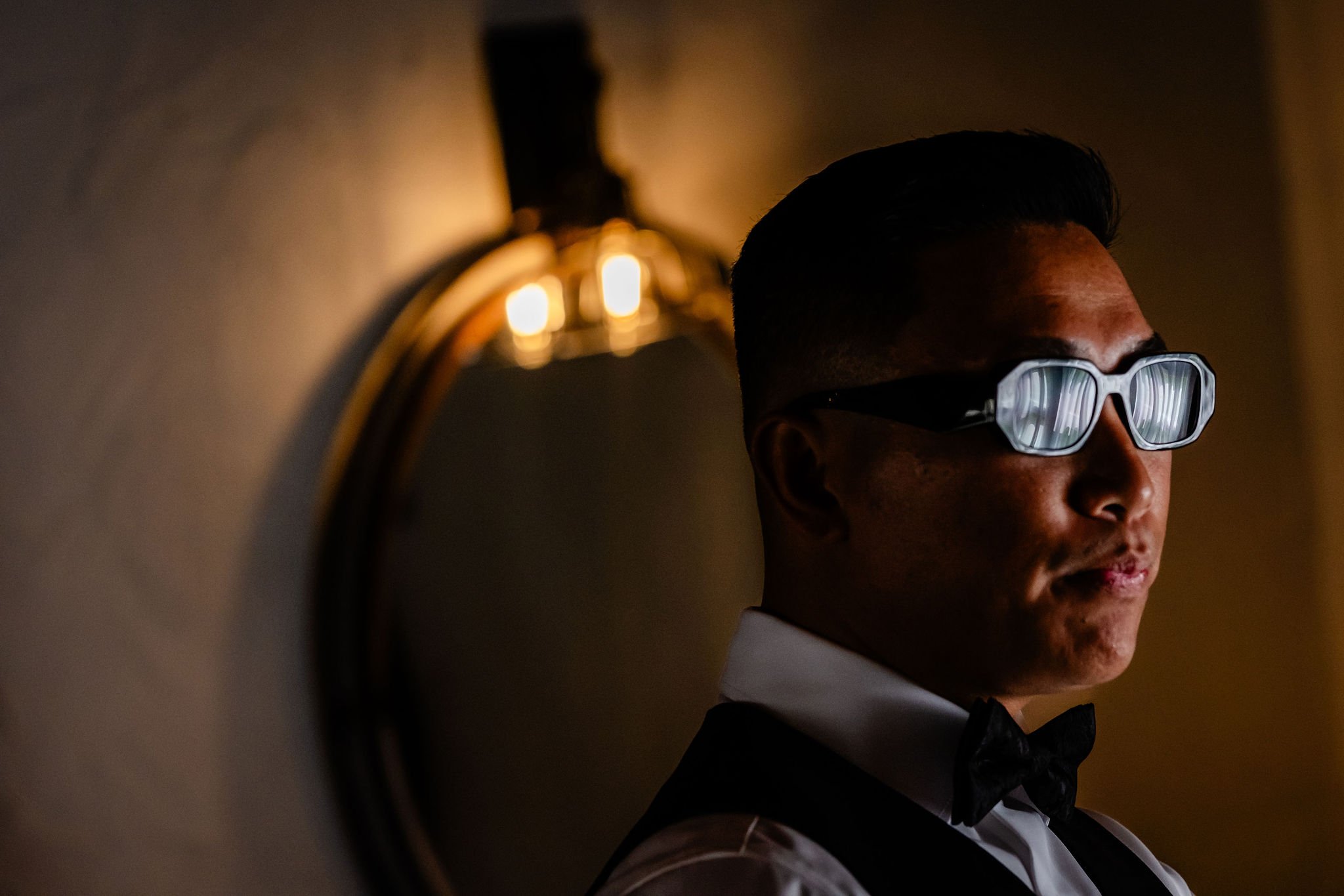 dramatic portrait of a groom