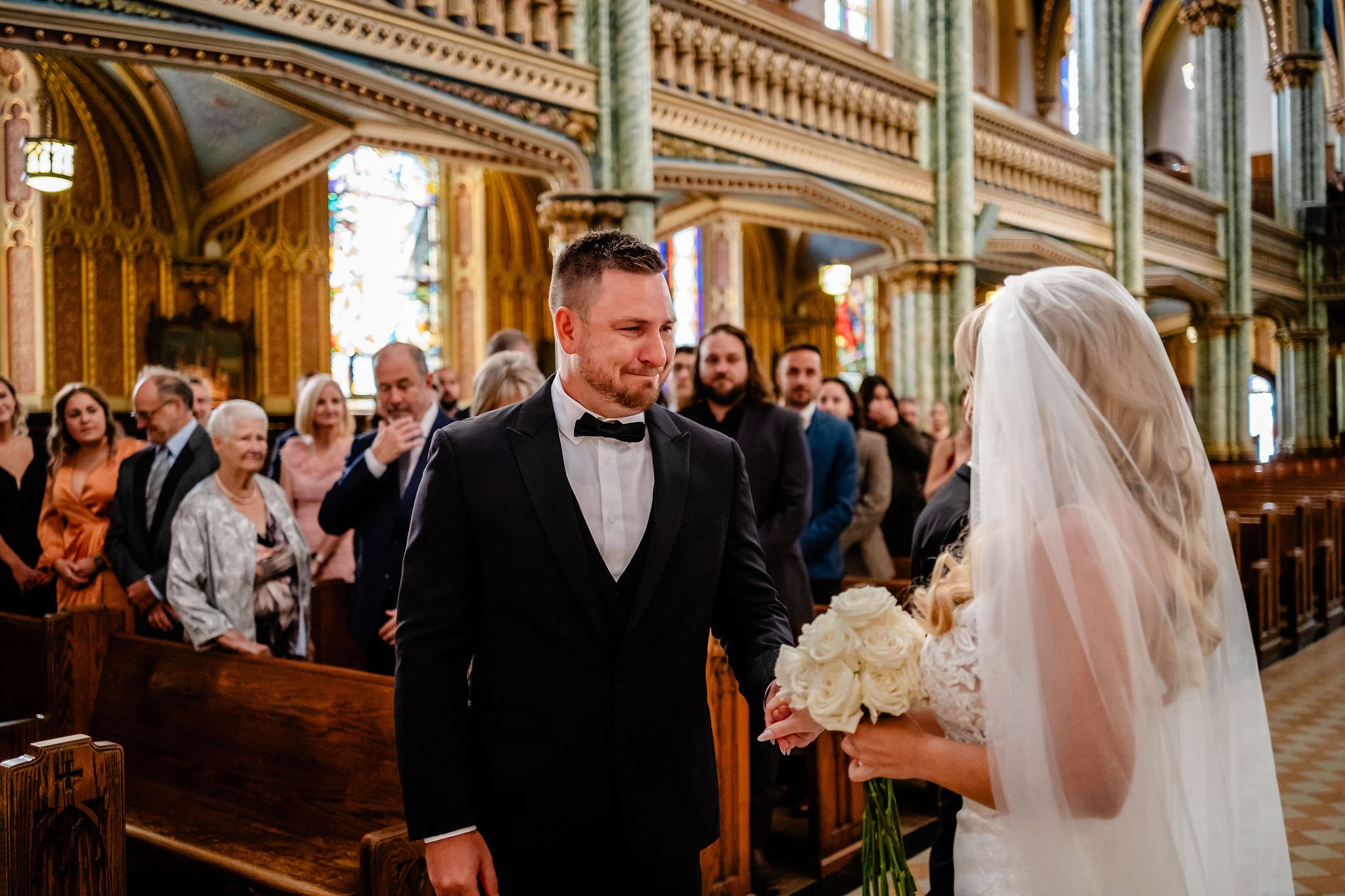 photograph from a wedding ceremony at the Notre dame cathedral in ottawa