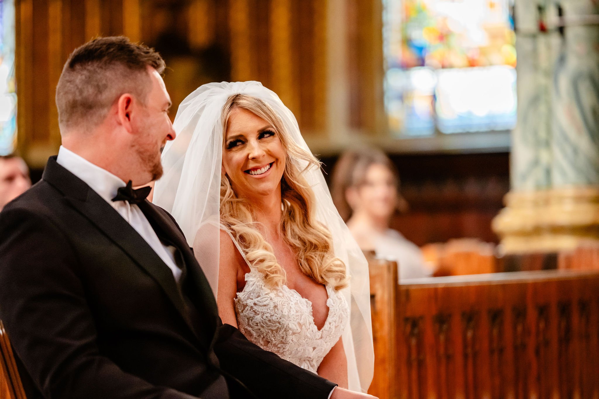 photograph from a wedding ceremony at the Notre dame cathedral in ottawa