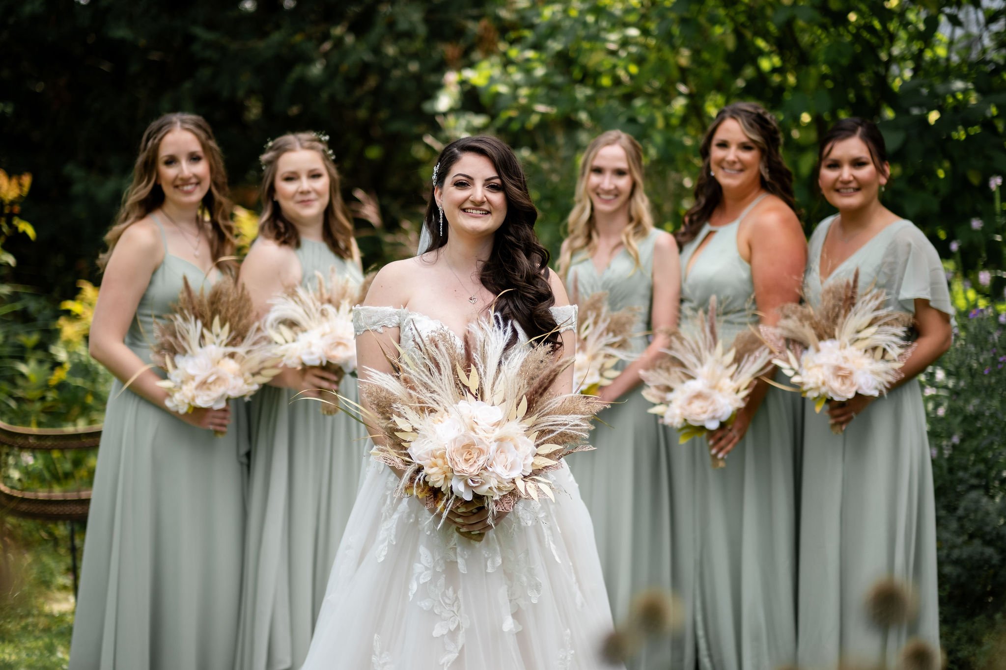 wedding party photo of bridesmaids at strathmere