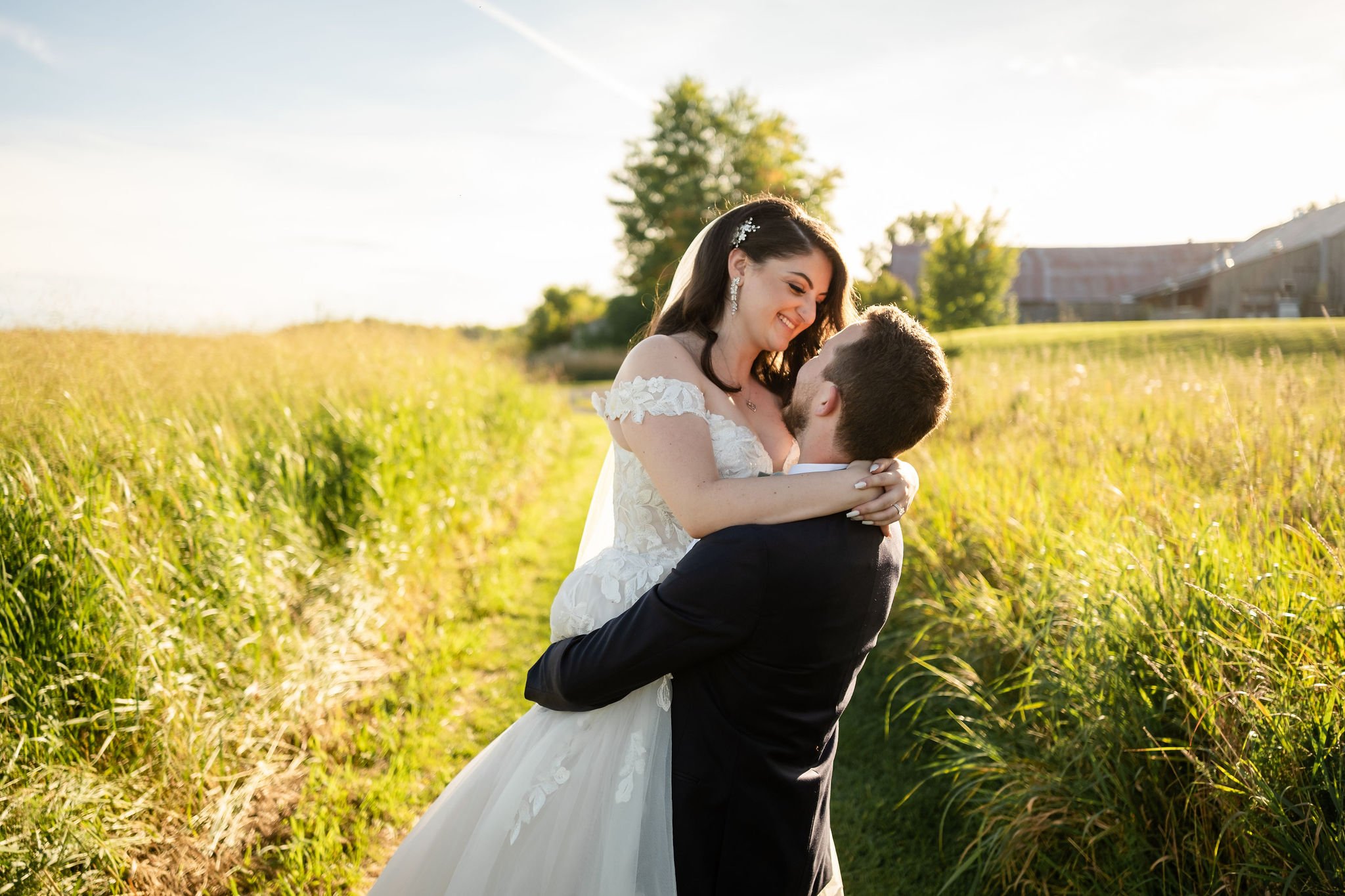 photo of a bride and groom  at sunset at a strathmere wedding