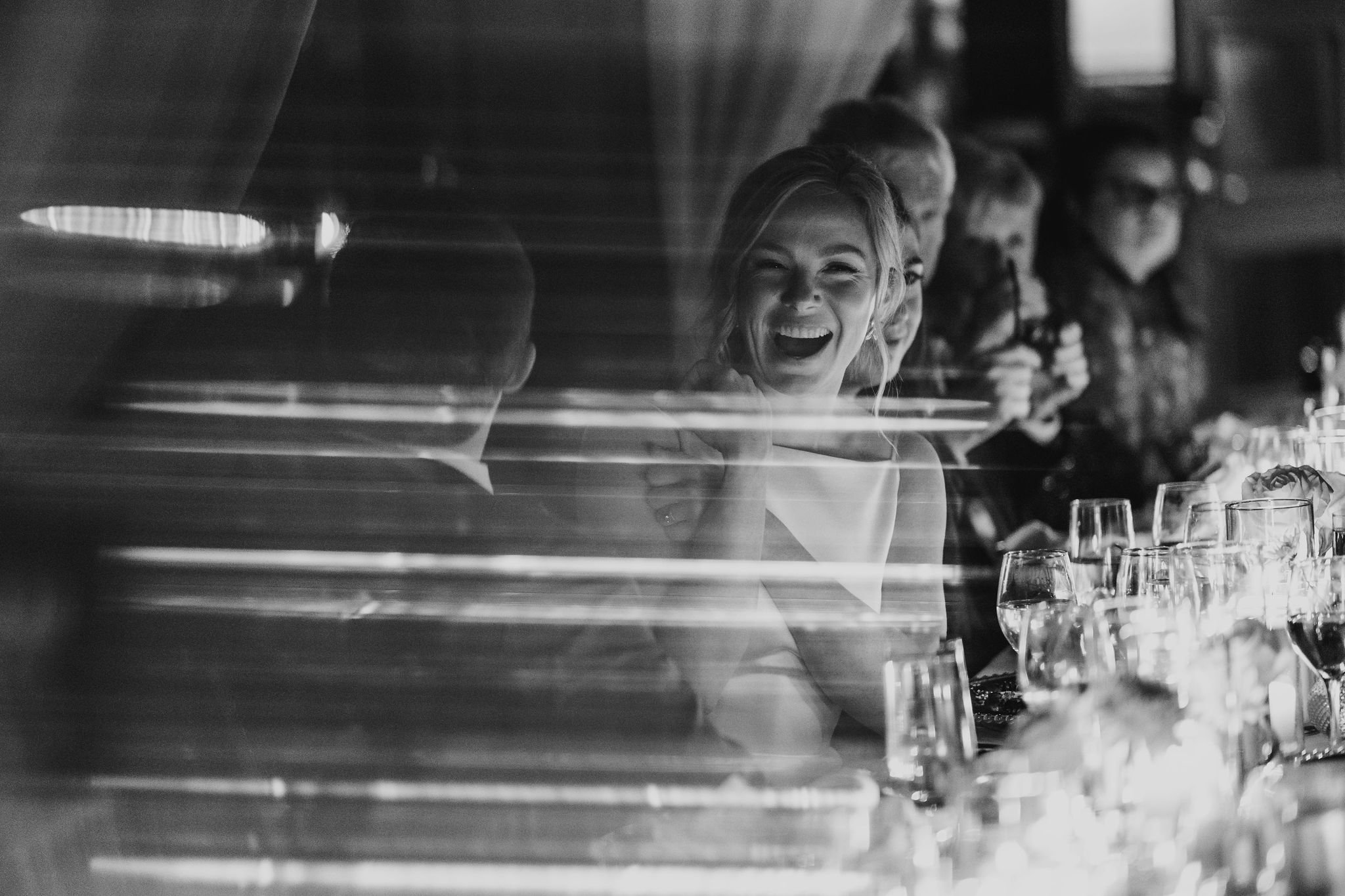 artistic black and white candid wedding photo