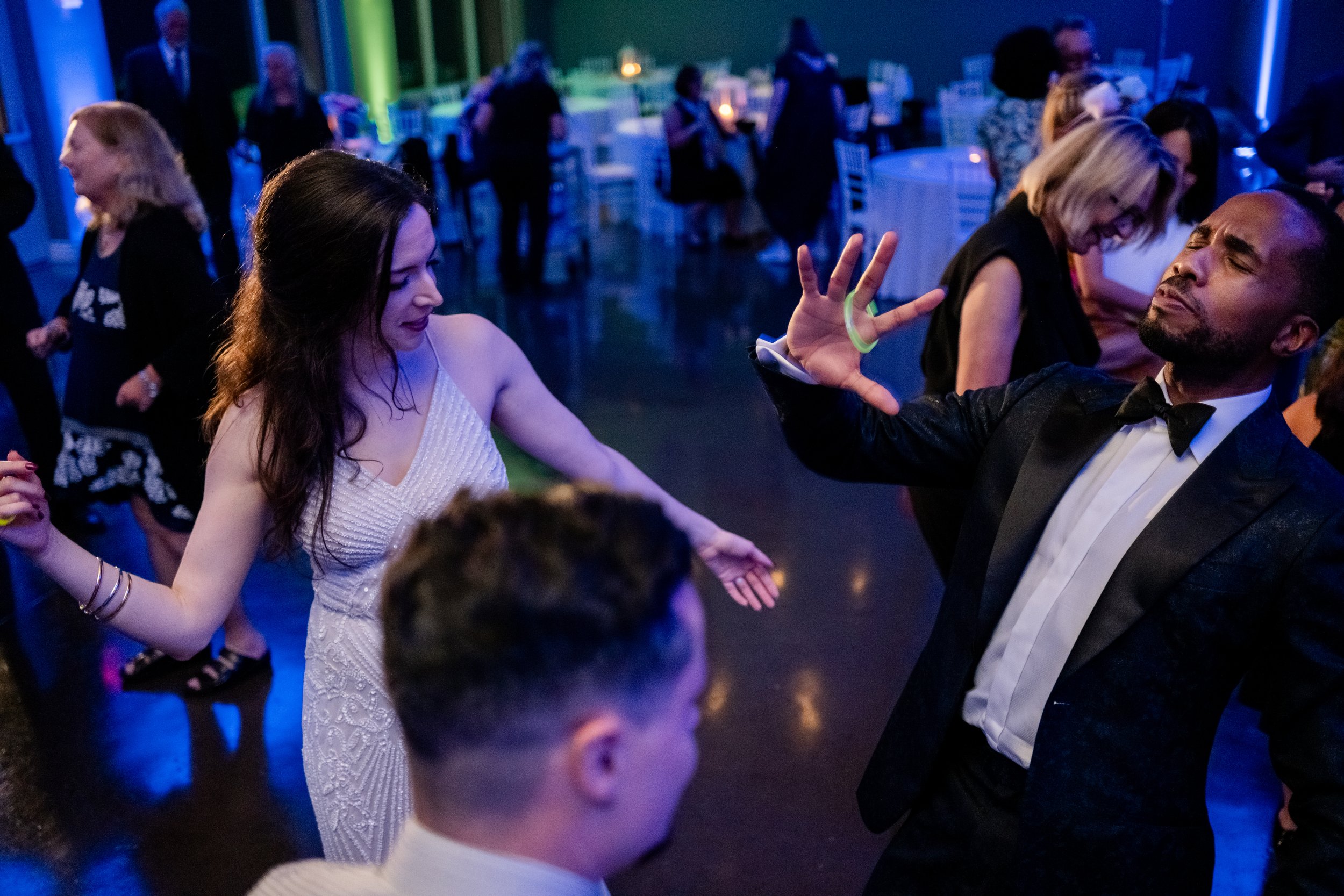 wedding guests dancing at a le belvedere wedding reception