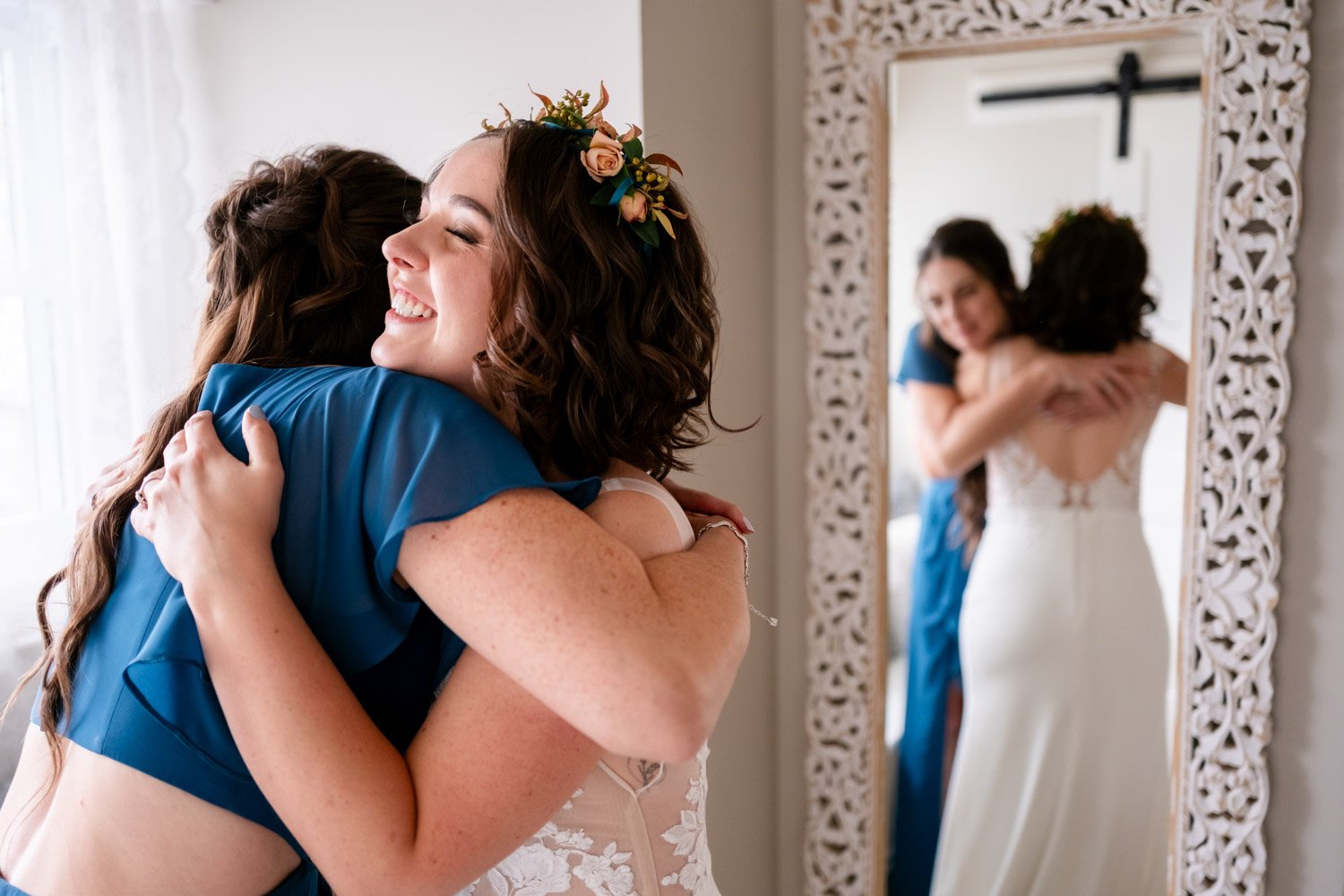 bride getting ready for her wedding at stonefields