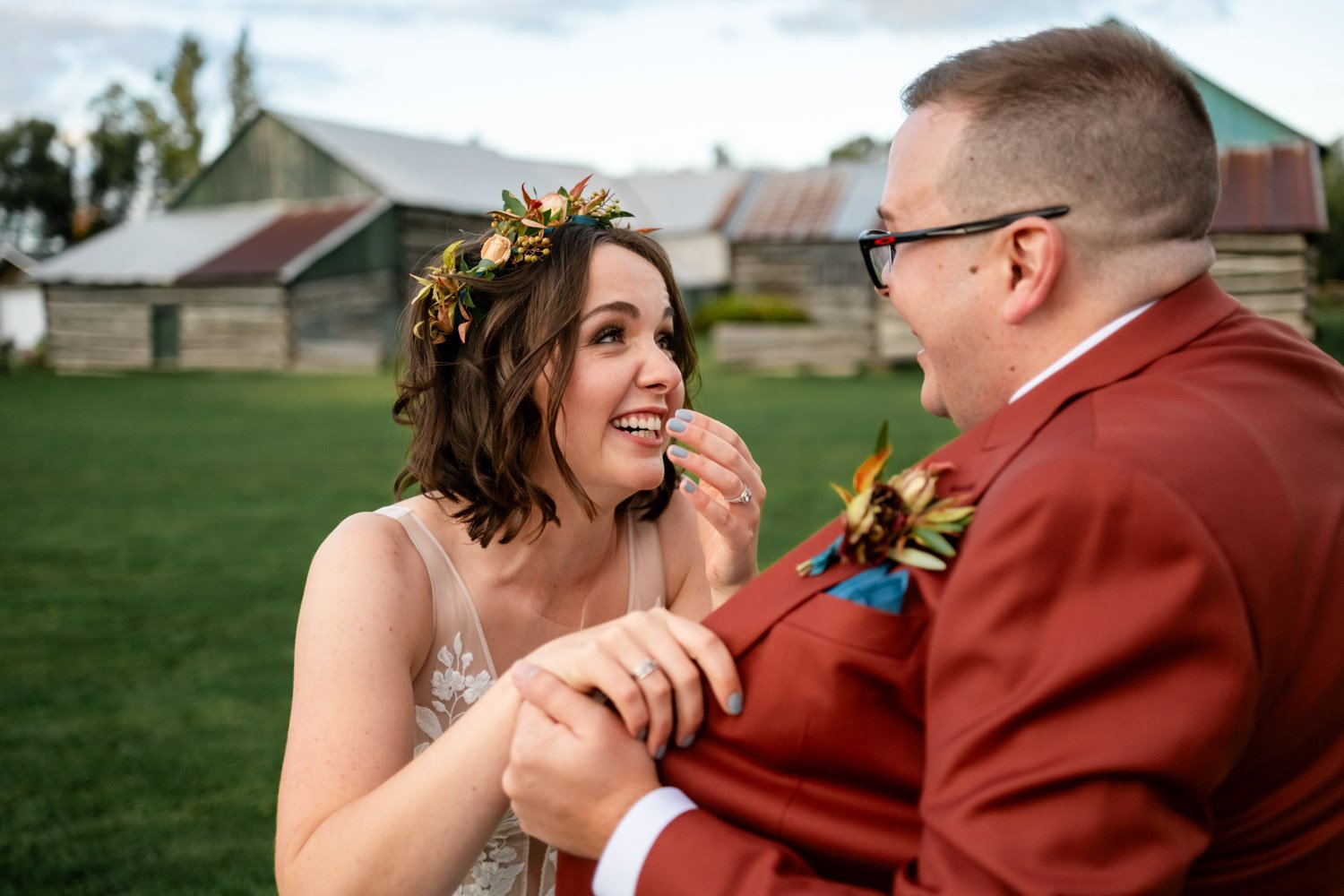 funny bride reaction at stonefields