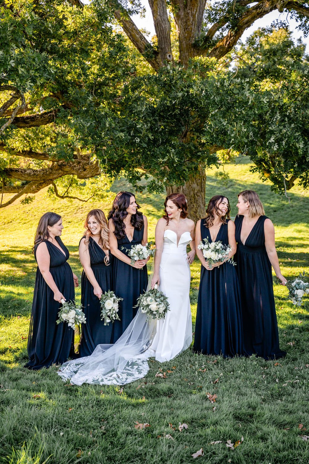 wedding party photograph in the arboretum in ottawa