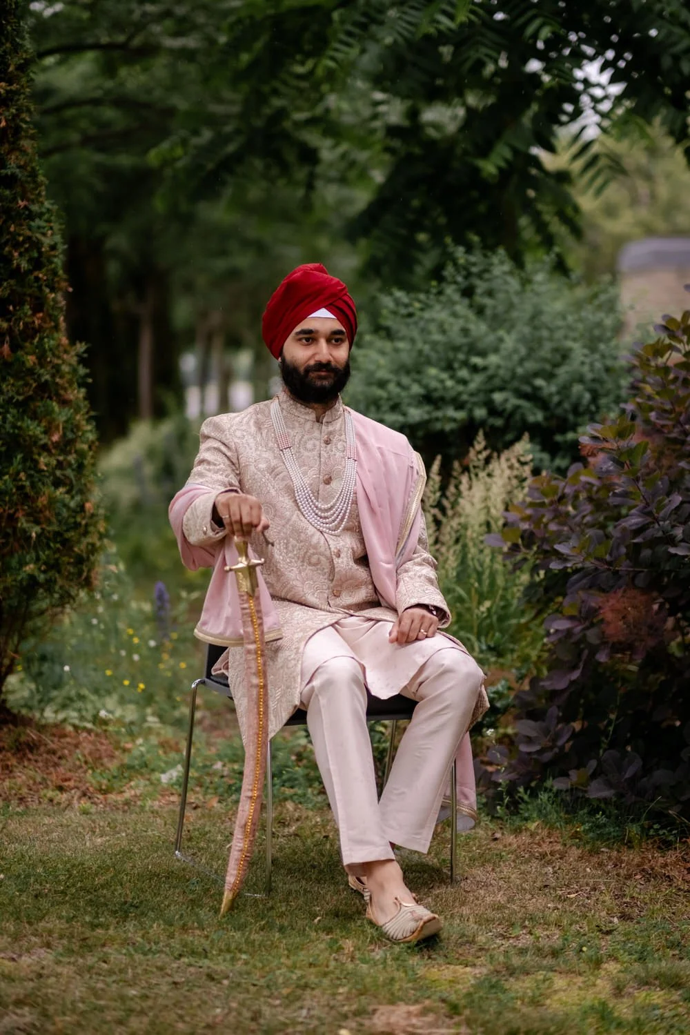 Groom getting ready for his Indian Sikh wedding ceremony