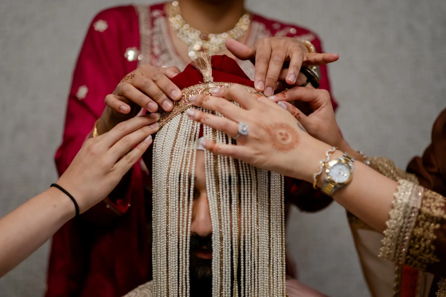 Groom getting ready for his Indian Sikh wedding ceremony