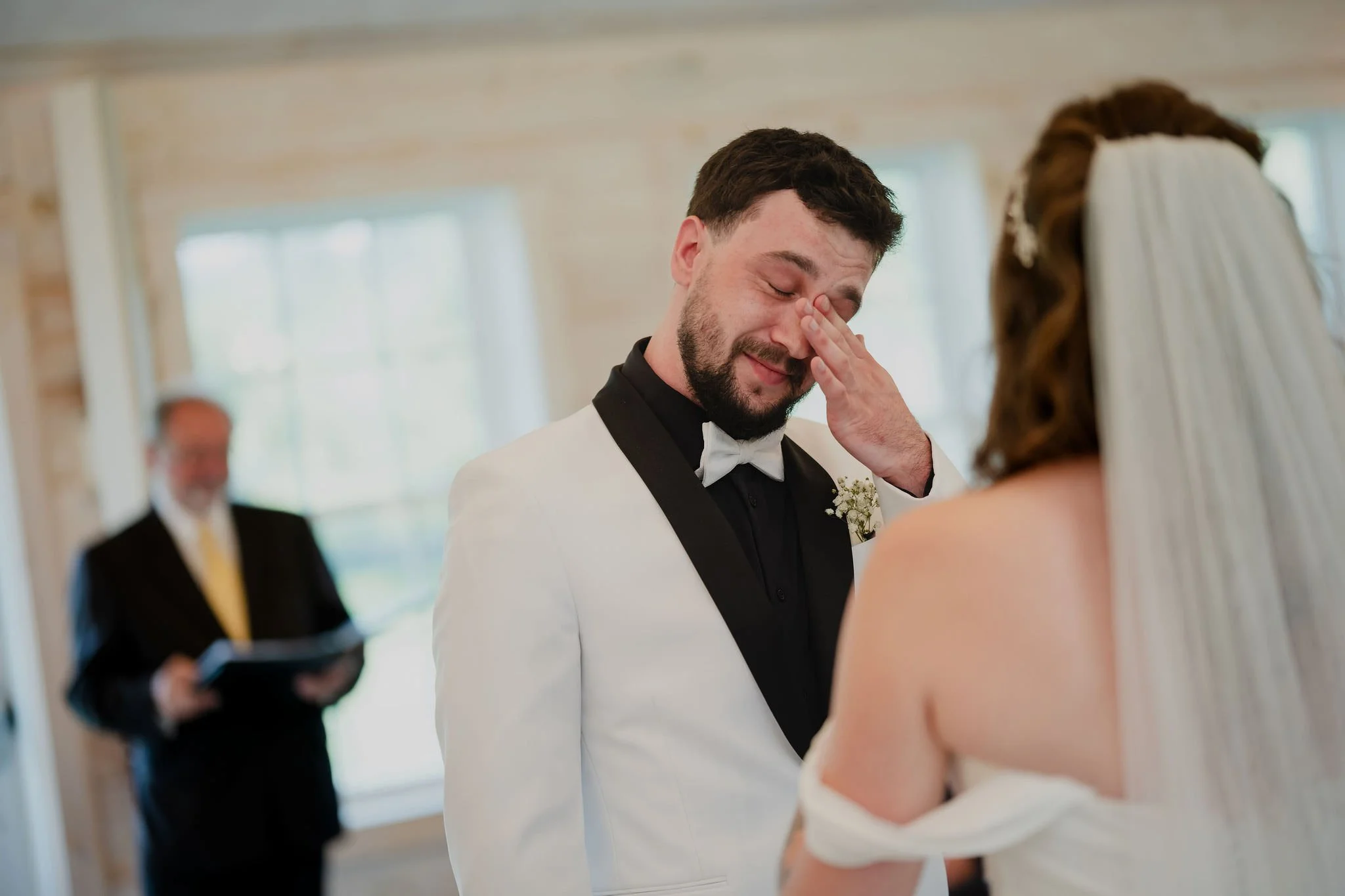 wedding ceremony inside the stonefields estate ceremony house