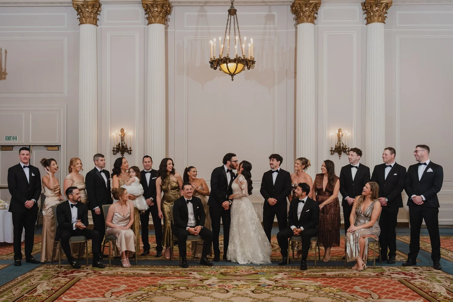 wedding party photo in the laurier room at the chateau laurier