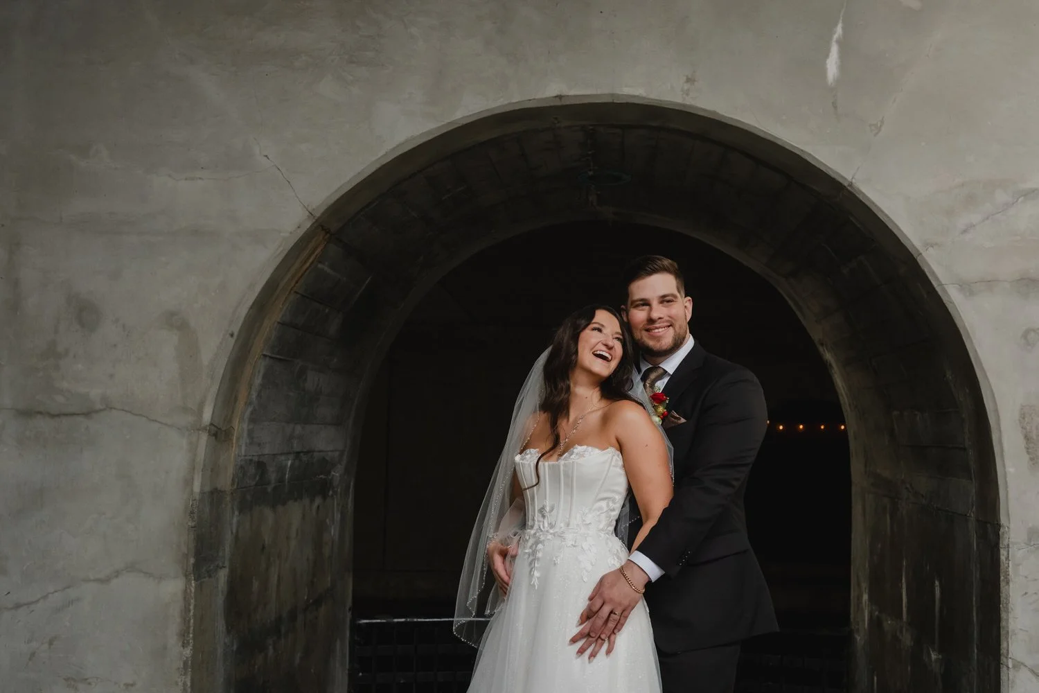 portrait of a bride and groom on their wedding day in downtown ottawa