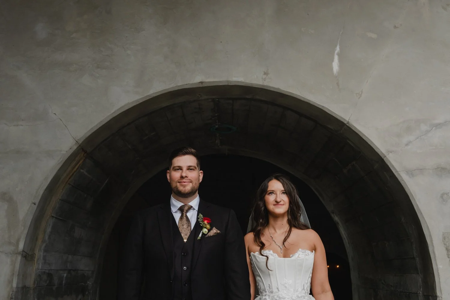 portrait of a bride and groom on their wedding day in downtown ottawa
