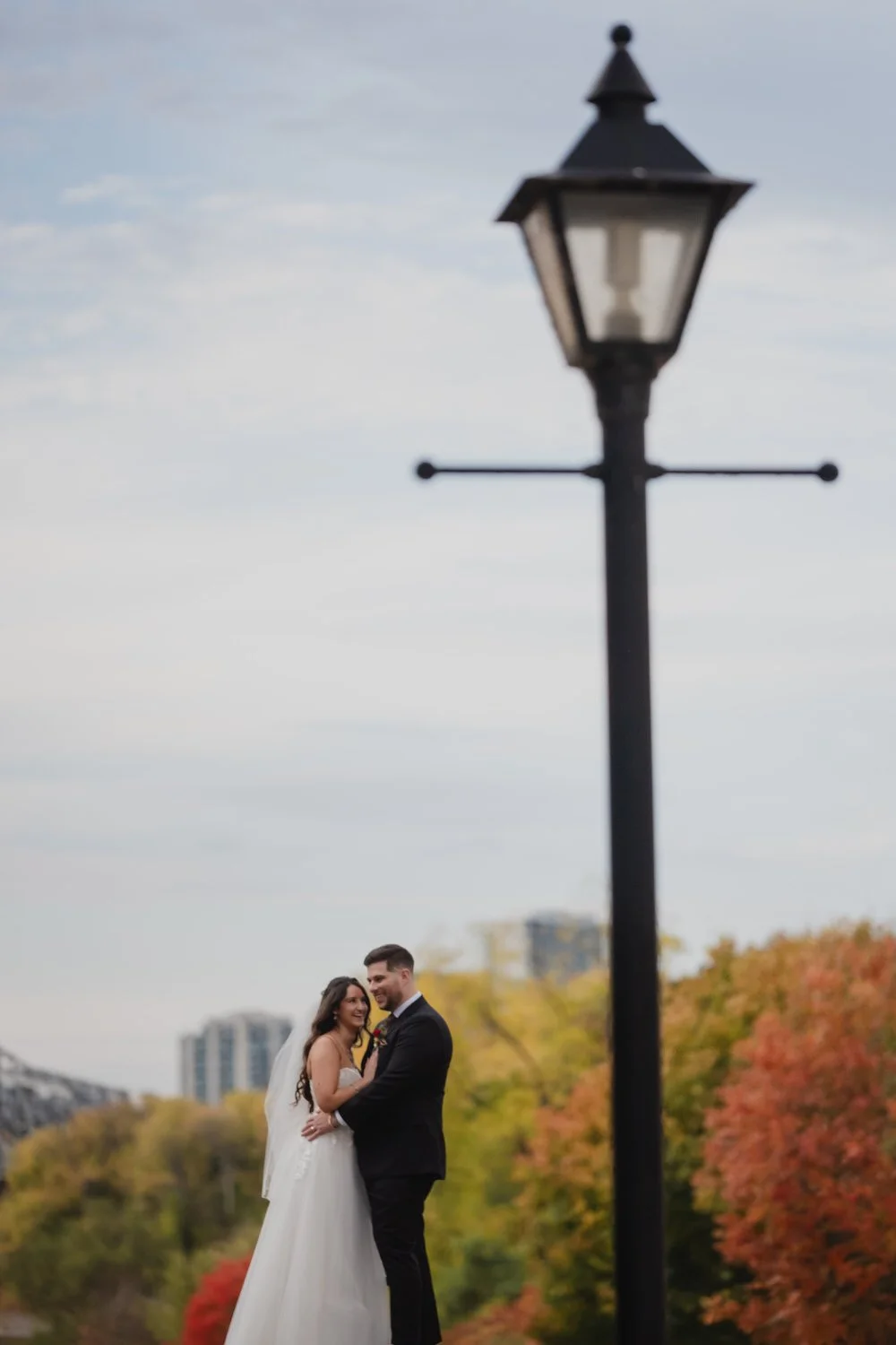 portrait of a bride and groom on their wedding day in downtown ottawa