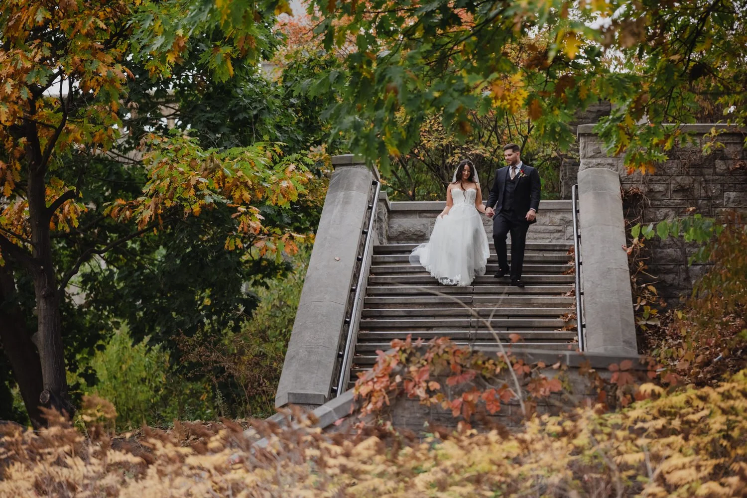 portrait of a bride and groom on their wedding day in downtown ottawa