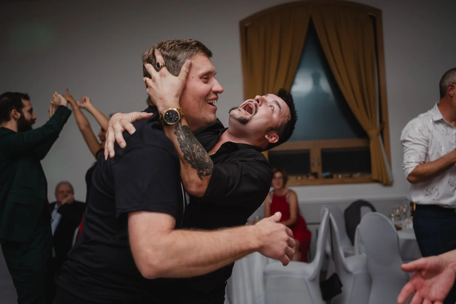 fun dancing photograph at a wedding reception