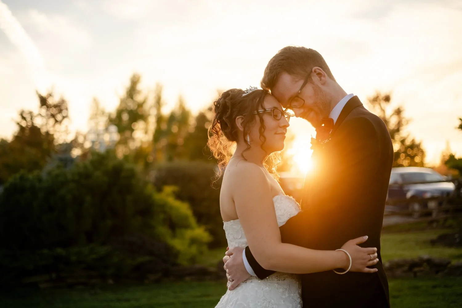 sunset wedding photograph at stonefields estate