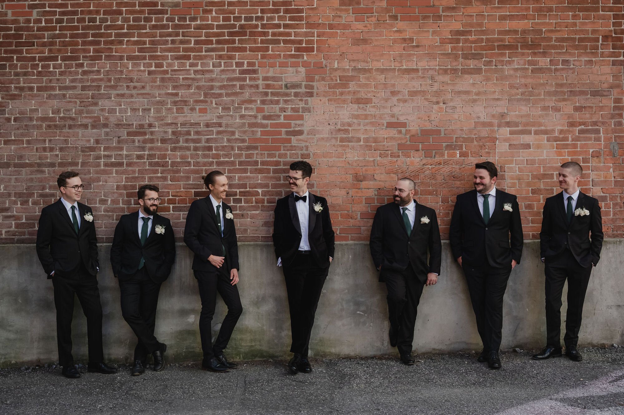 cool groomsmen photo in downtown ottawa