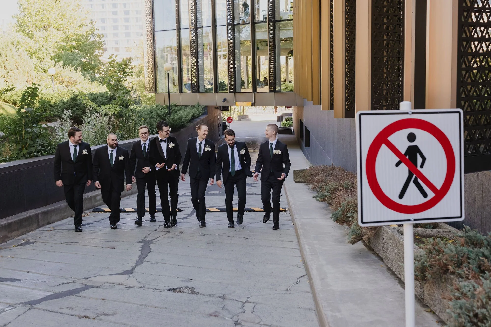 cool groomsmen photo in downtown ottawa