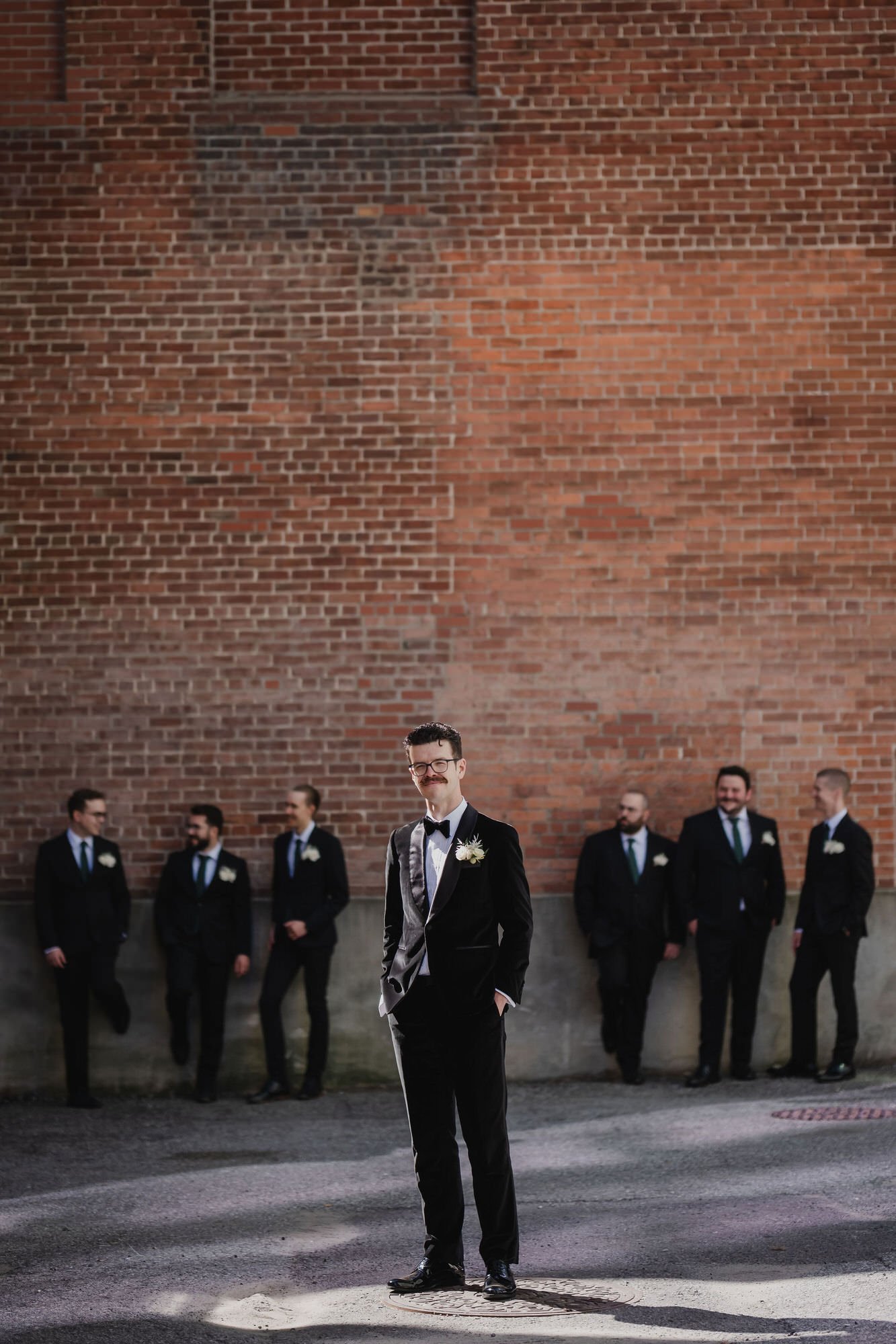 cool groomsmen photo in downtown ottawa