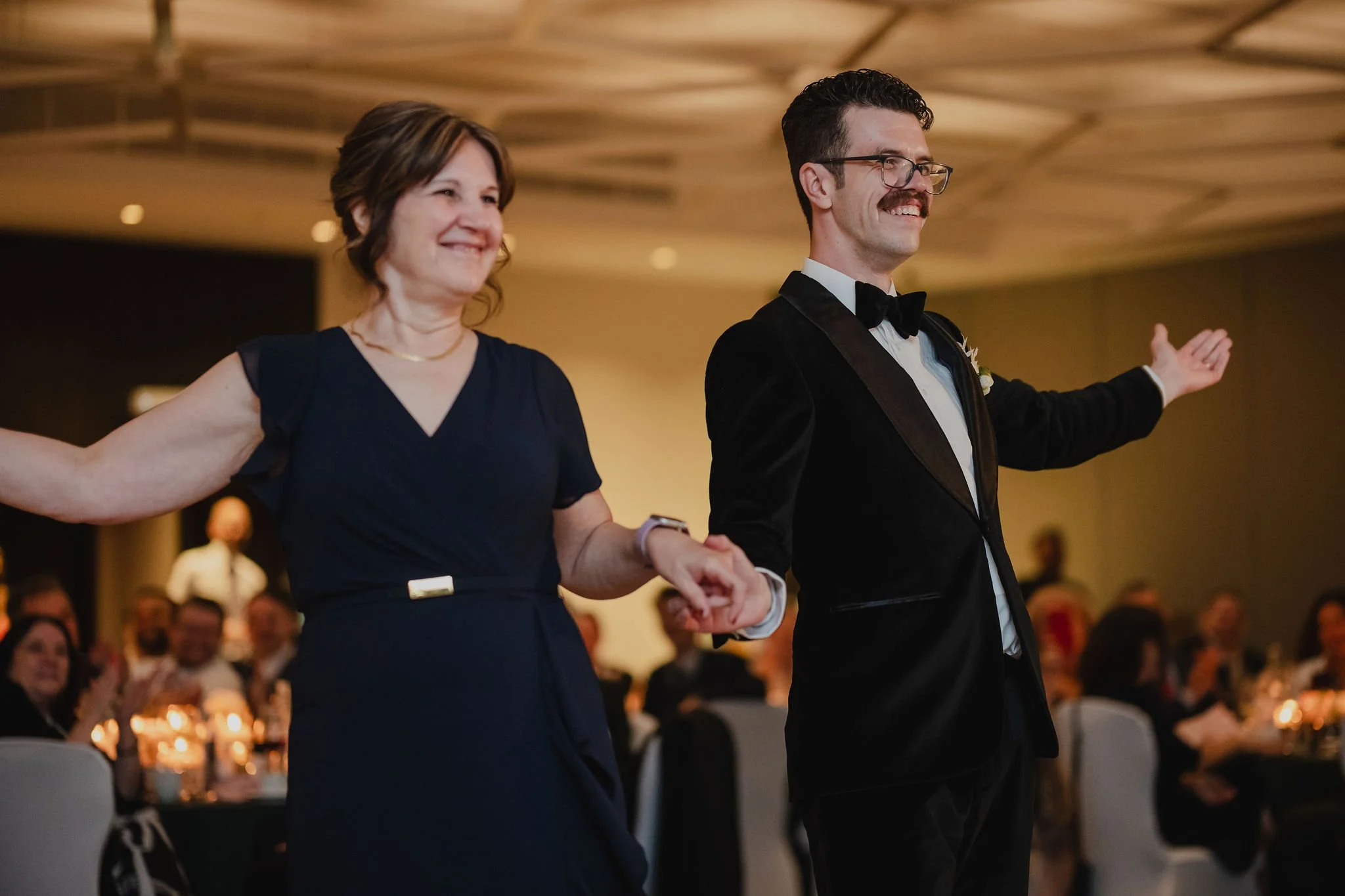 fun dancing photo at an NAC wedding reception