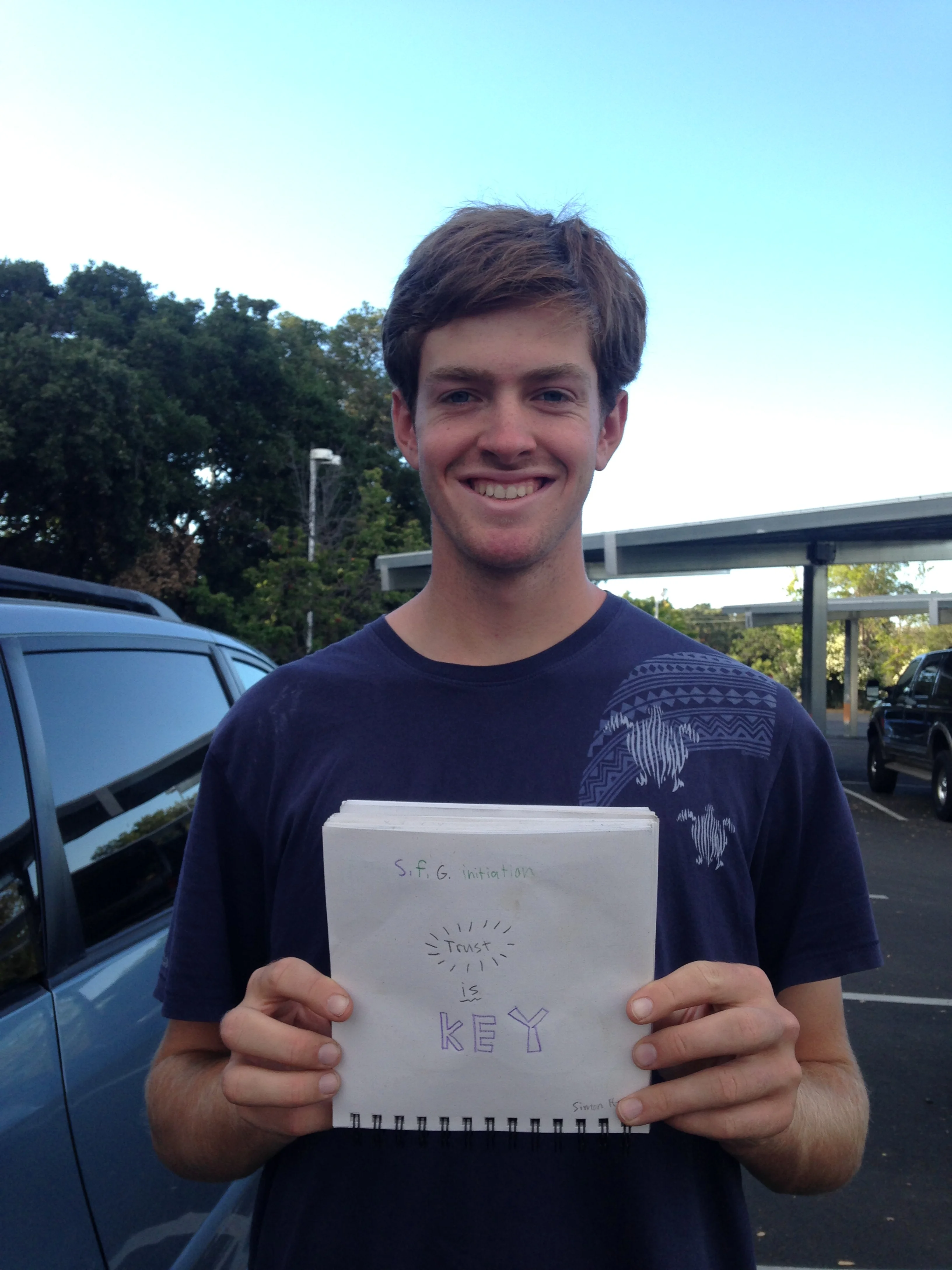 Simon Heck, freshman. "S.F.G. initiation...Trust is Key"