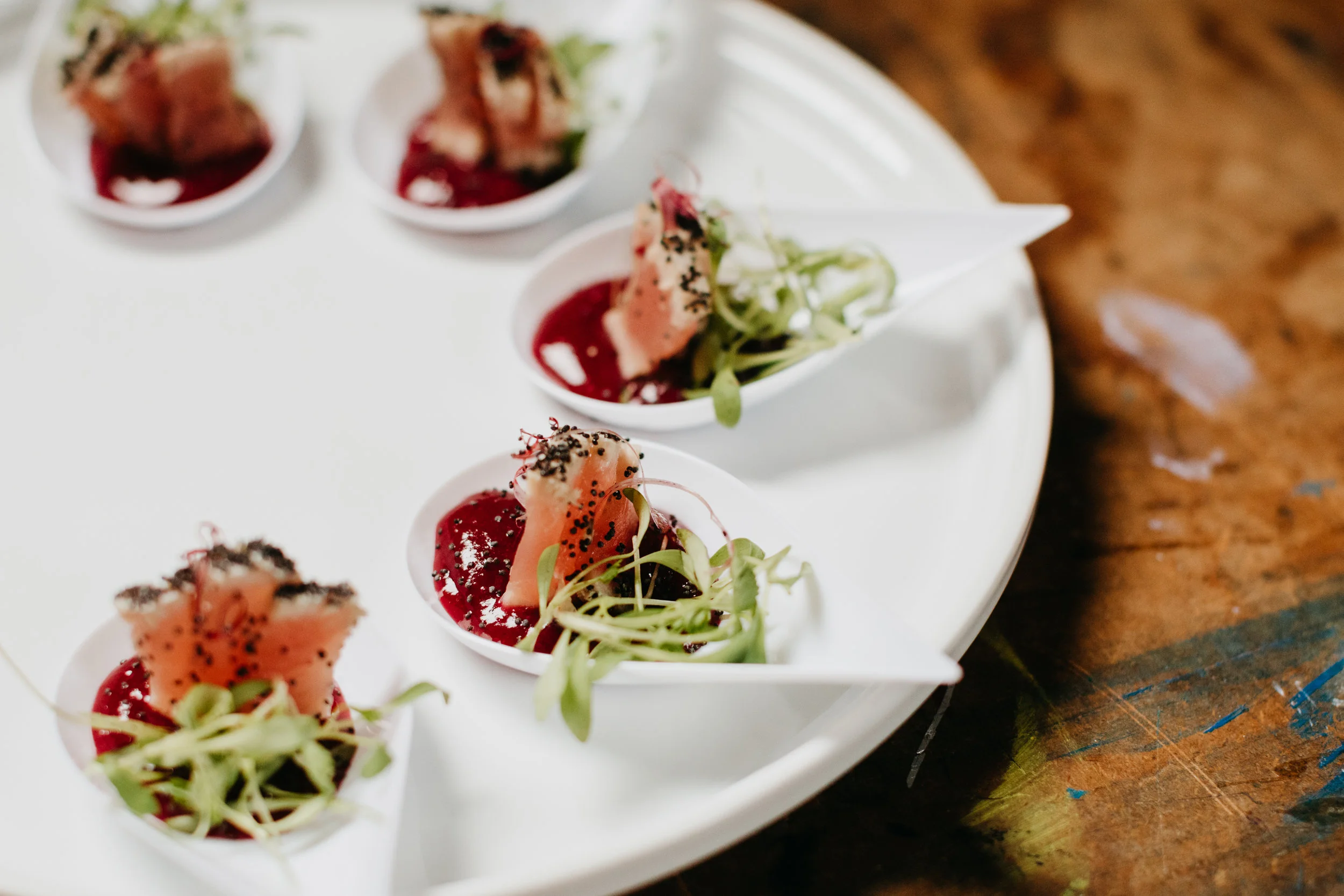 Ahi Tuna with Poppyseed and Strawberry-Rhubarb Jam
