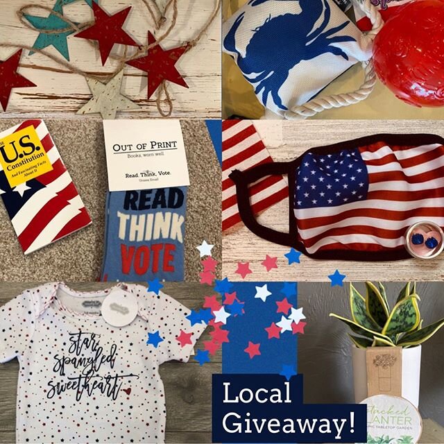 Local Giveaway! 🇺🇸Remember to Shop Local this 4th of July! Show the Love for these local businesses &amp; enter to win! The Fine Print:
1. Like this Post
2. Follow @tinbucketshop @ainesboutique @goodheartskids @everythingbutthedog @whitelambooks @t