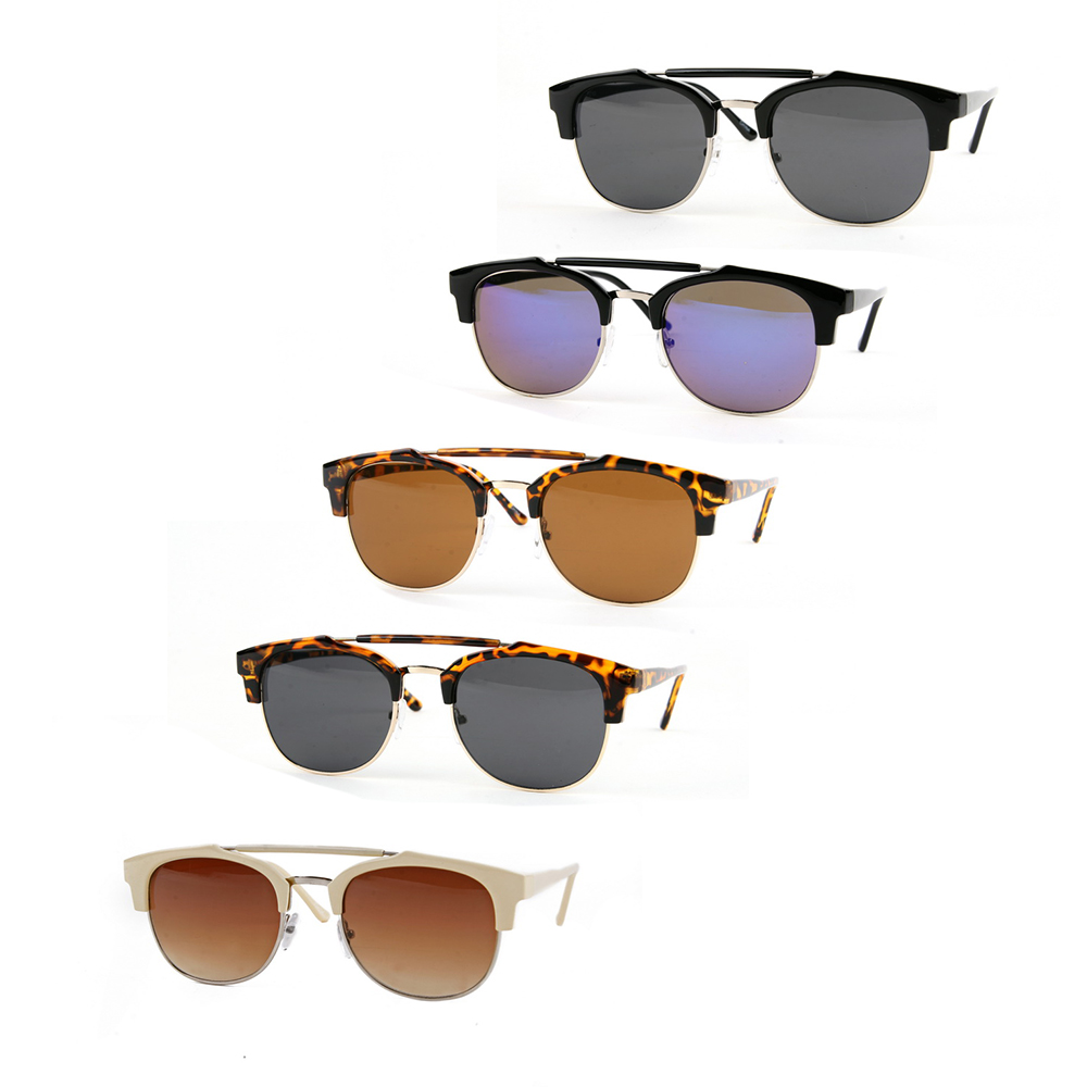 P2193 Premium Half Frame Horn Rimmed Fashion Wayfarer Sunglasses Dozen — FASHIONWEAR