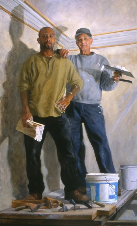 The Plaster Craftsmen (Walter and Wally Walden) , oil on linen, 66" x 40" Second Honor Award, Portrait Society of America, 2006