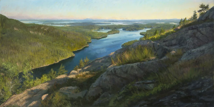 First Awake , oil on linen, 30" x 60"