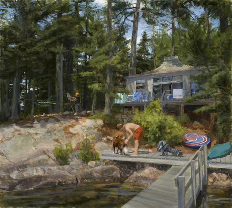 Docksiders , oil on linen, 34" x 36"