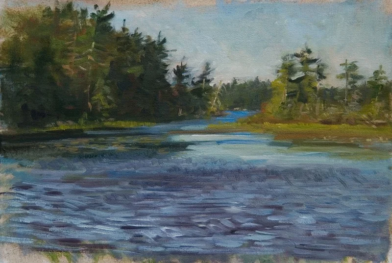 Wind Gust Over the Ripples , oil on linen, 12" x 18"