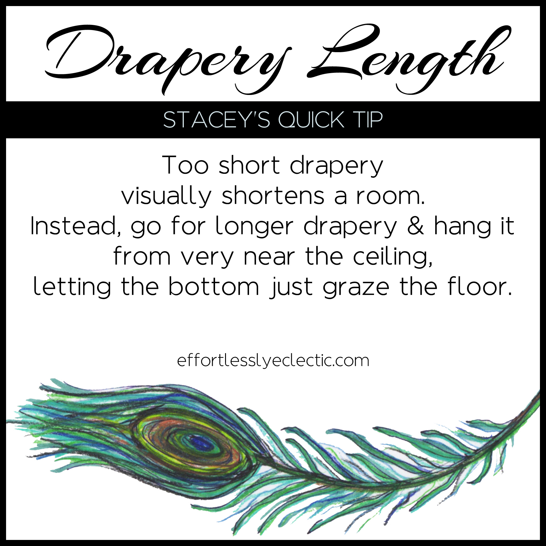 Drapery Length - A home decor tip for what size drapery you need