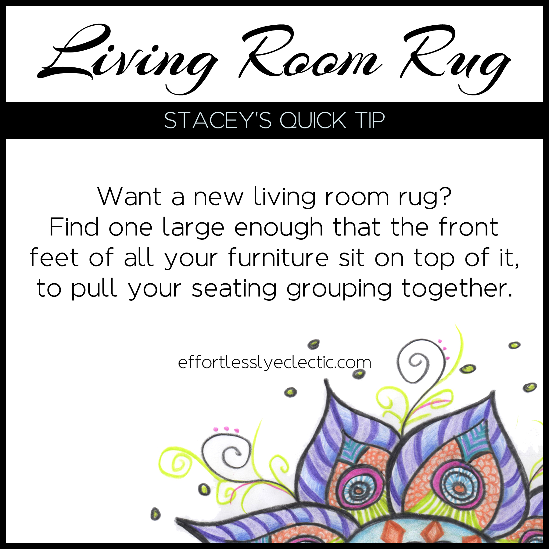 Living Room Rug - A home decor tip about what size living room rug you need