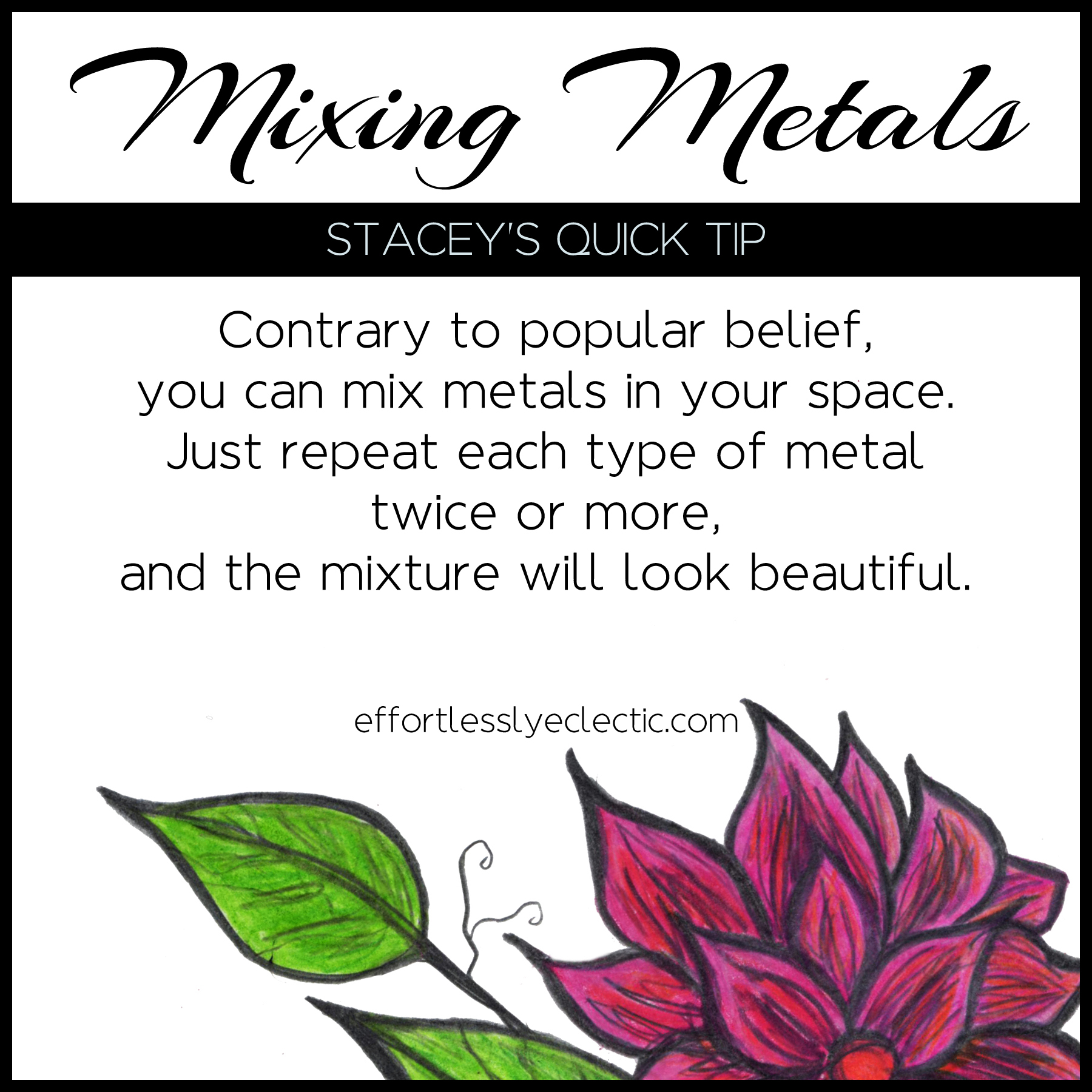 Mixing Metals - A home decor tip about mixing metal colors in your home