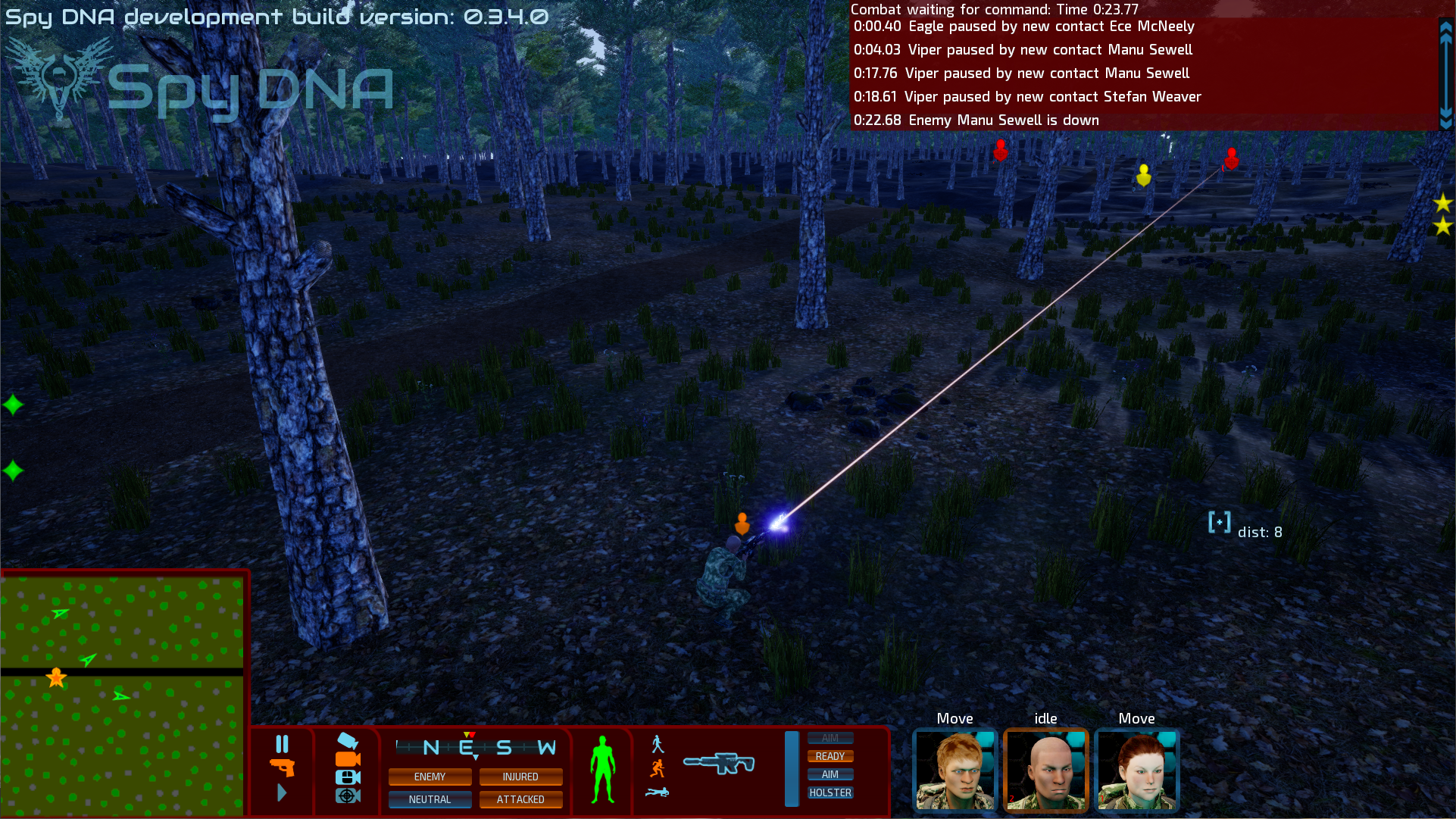 Markers along edges of the screen show where the marked objects and characters are in relation to current camera view