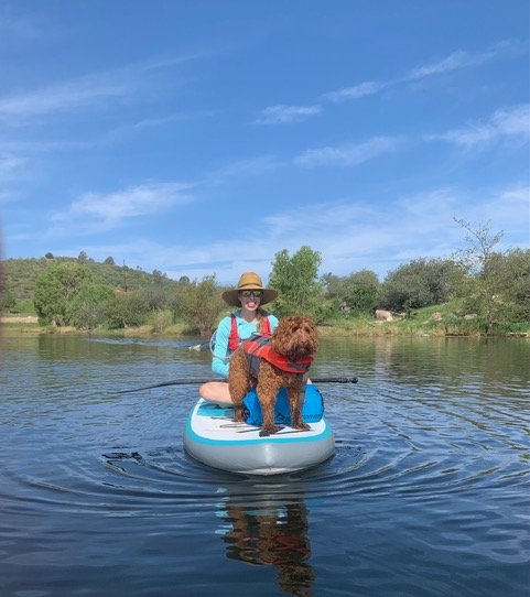 Macy and Michelle on the paddle board.jpeg