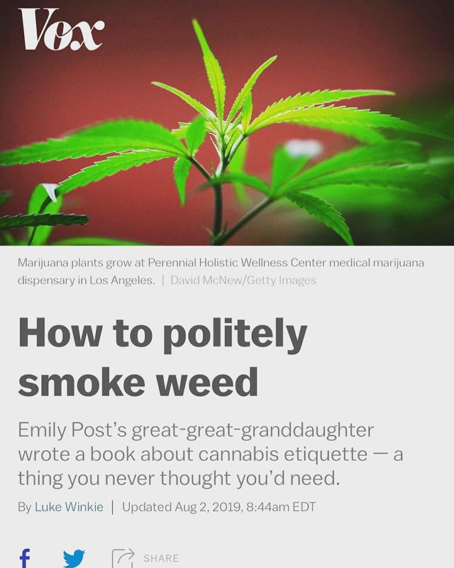 A lovely shout-out in @voxdotcom by Lizzie Post from &ldquo;Higher Etiquette.&rdquo; We were honored to have Lizzie as our guest at our most recent High Tea Party! Master the rules of cannabis etiquette with @higher_etiquette 🌱
.
.
.
#whiterabbithig