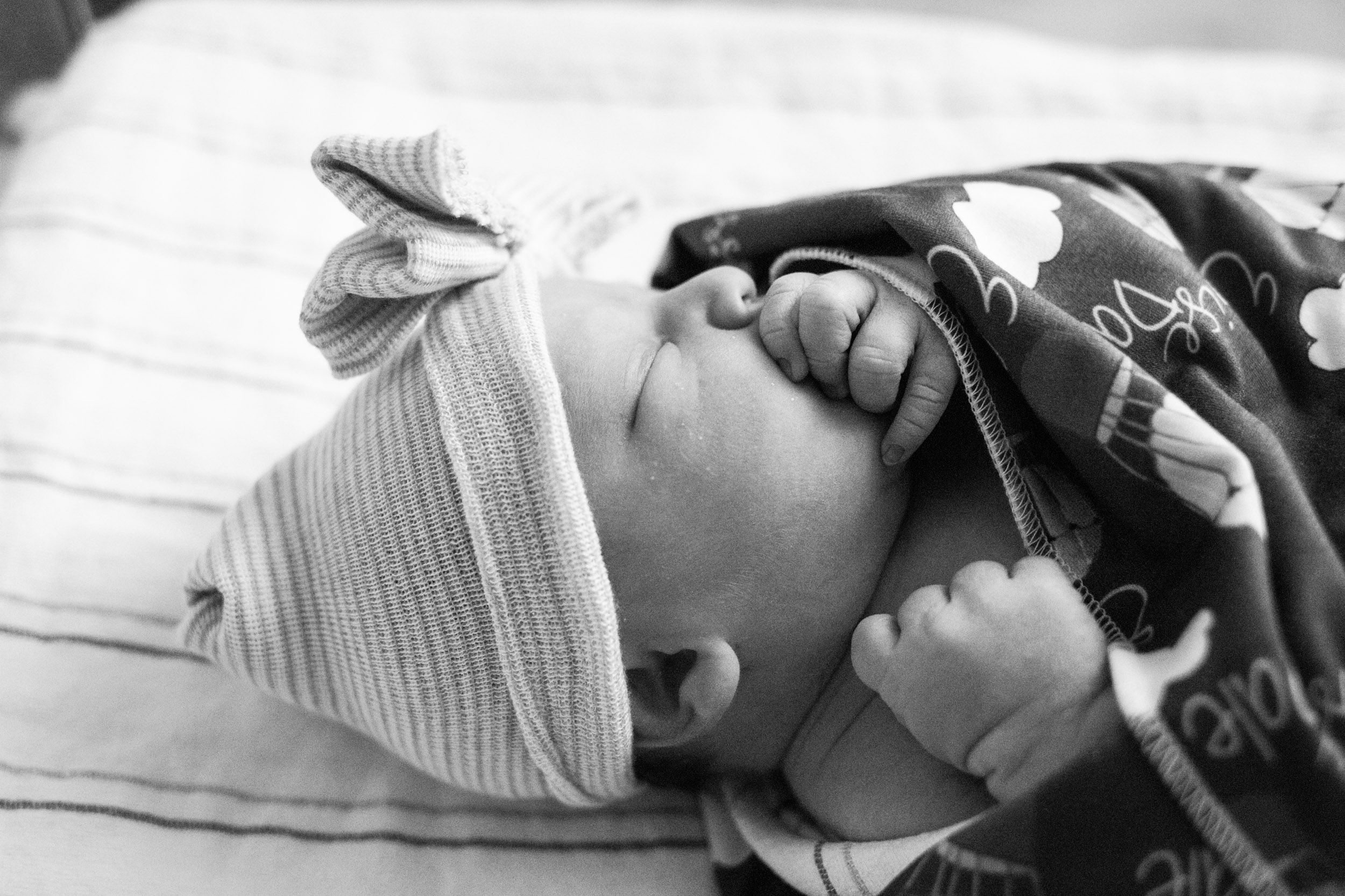 black and white photo of newborn