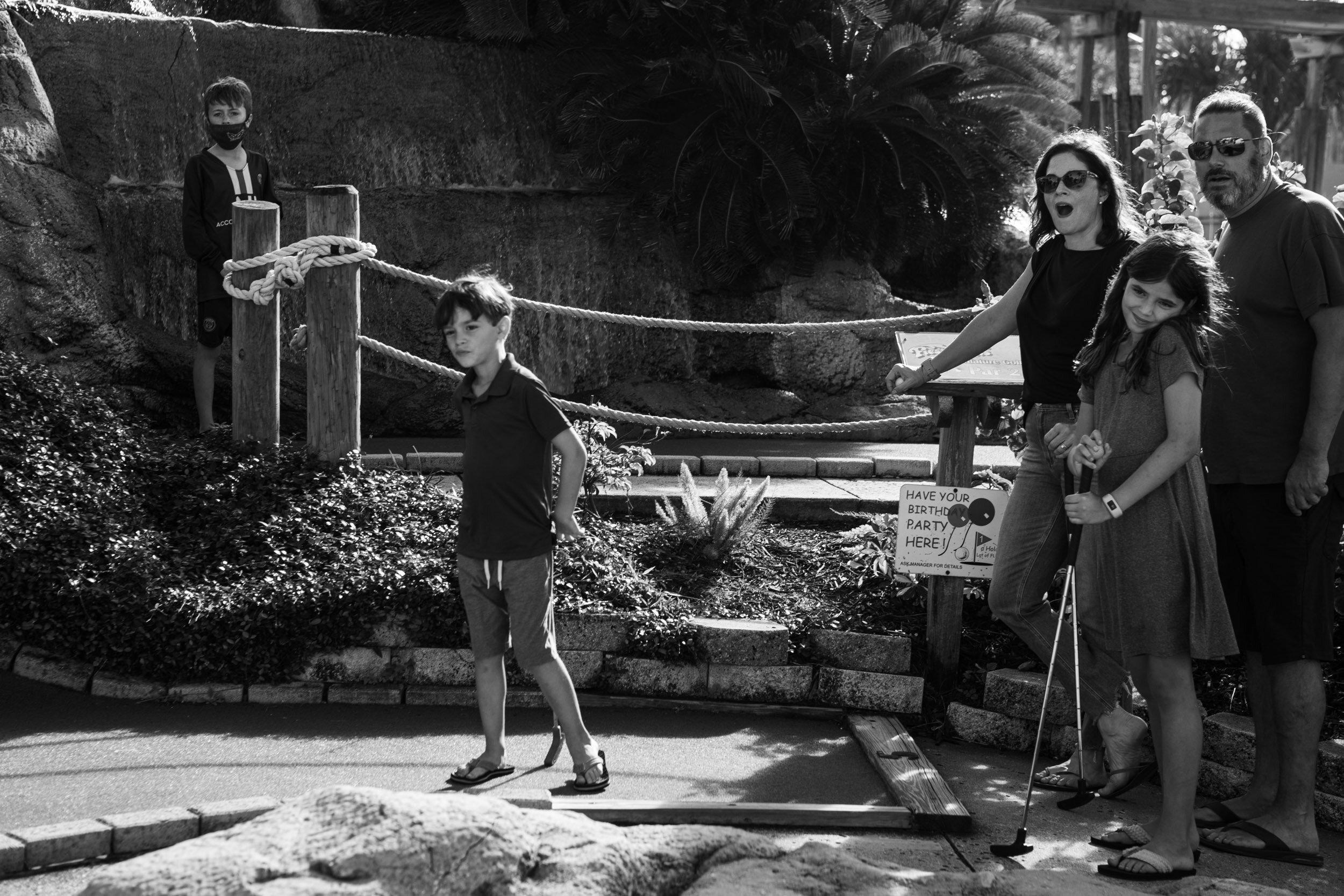 family playing mini golf in St. Augustine