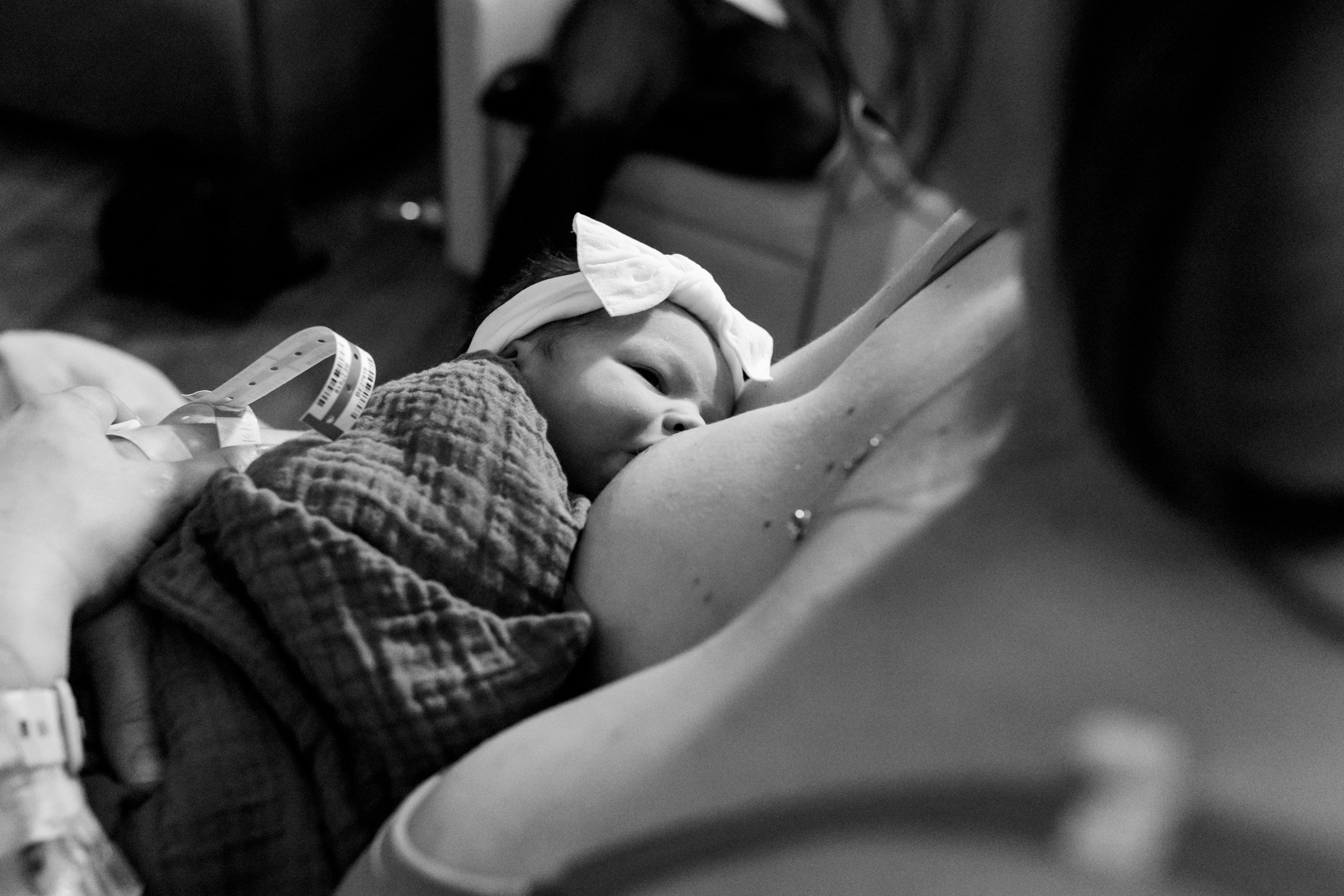 newborn baby girl nursing