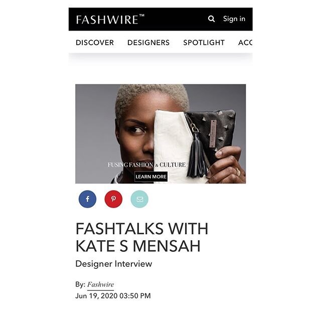 This pandemic refrained all my plans but there is always a way to come back from it... slowly and intelligently! Let&rsquo;s start with this: https://www.fashwire.com/spotlight/fashtalks-with-kate-s-mensah-59
I am so honored to be featured on Fashwir