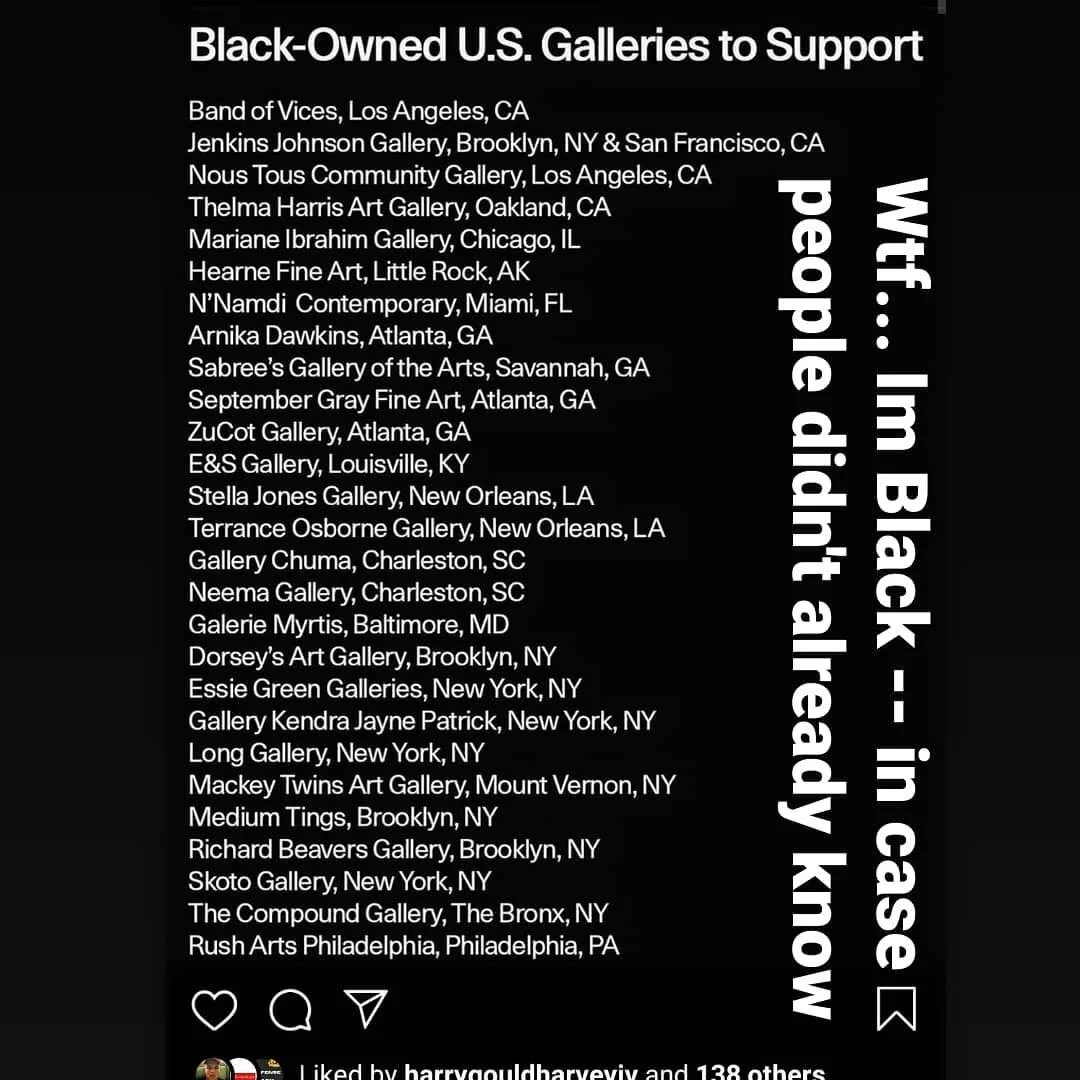 This exemplifies one of the many fundamental dysfunctions with online platforms: they don't have boots on the ground and have no stake in the politic

PPE w/ no face -- Instagram w/o a selfie

Check out and support the galleries listed, but their are