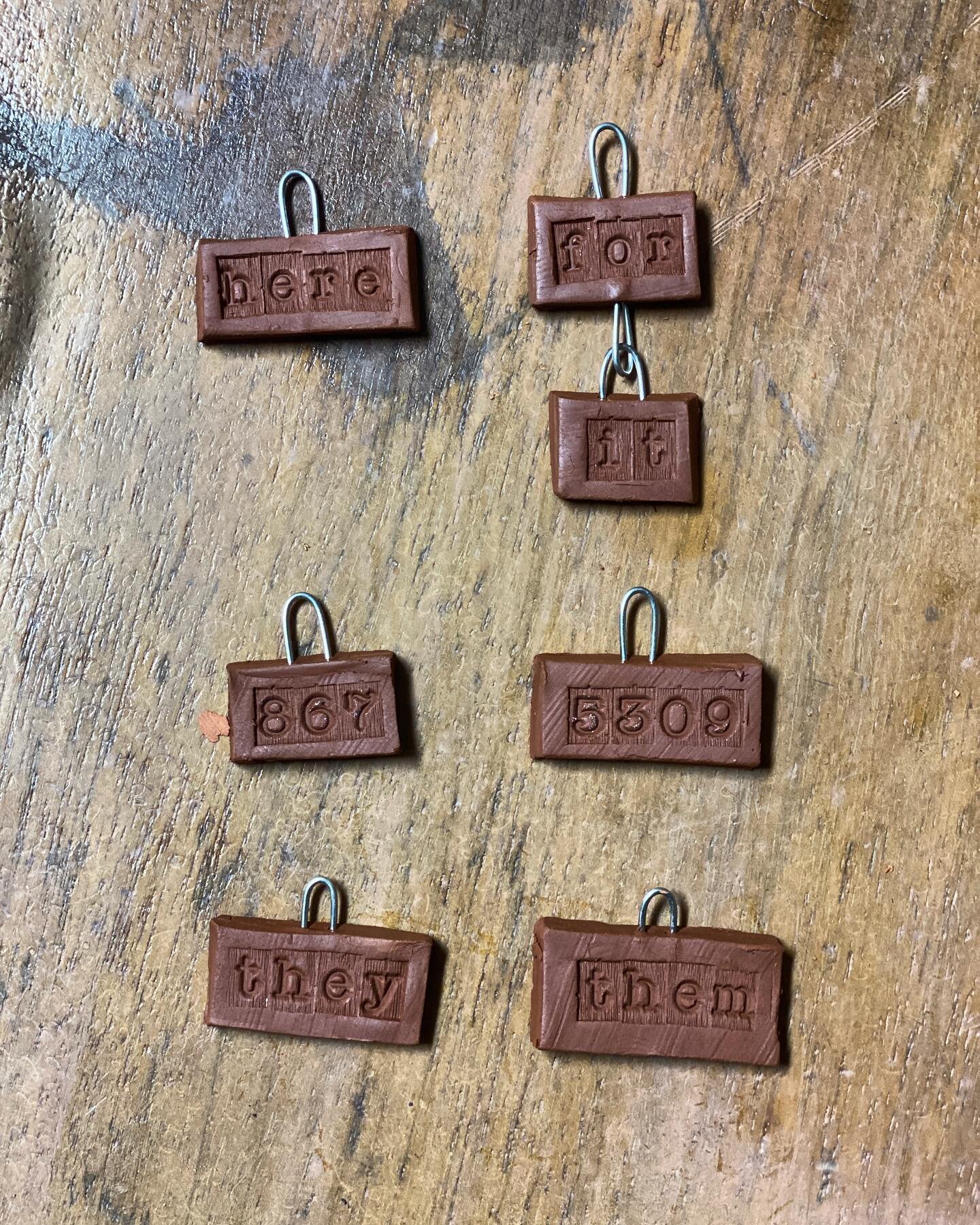 New Pairs made yesterday. #8675309 #theythem #hereforit #stoneware #clay #ceramics #jewelry #earrings #pnw #pnwmaker